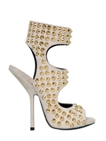 GIUSEPPE ZANOTTI - SANDALI IN CAMOSCIO CON BORCHIE 130MM - GRIGIO CHIARO