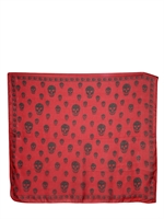 ALEXANDER MCQUEEN - SCIARPA IN CHIFFON DI SETA STAMPA TESCHI - ROSSO