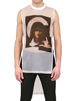 GIVENCHY - MADONNA PRINT SILK ORGANZA LONG T-SHIRT - WHITE