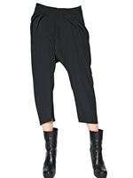 RICK OWENS - CROPPED VISCOSE CADY TROUSERS - BLACK