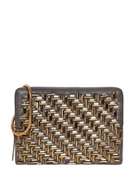 LANVIN - POCHETTE IN RASO CON RICAMO - MULTI GRIGIO