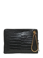 LANVIN - POCHETTE IN PELLE STAMPA COCCODRILLO - NERO