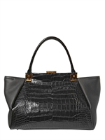 LANVIN - TRIOLOGIE KROKODIL BEDRUCKTE LEDER TOTE - SCHWARZ