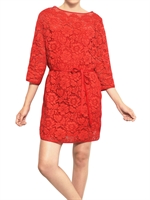 VALENTINO - BAUMWOLLE VISKOSE SPITZE & SEIDEN ORGANZA TOP - ROT