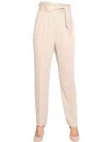 VALENTINO - NAPPA AND DOUBLE SILK GEORGETTE TROUSERS - POWDER
