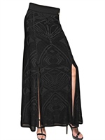 ROBERTO CAVALLI - GONNA LUNGA IN VISCOSA CROCHET - NERO