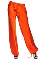 ROBERTO CAVALLI - TEXTURED SILK TROUSERS - ORANGE