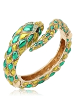 ROBERTO CAVALLI - SCHLANGE SWAROVSKI & METALLARMBAND - GOLD/GREEN
