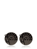 LANVIN - LANVIN ENGRAVED ENAMELED BRASS CUFFLINKS - RHODIUM