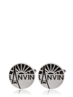LANVIN - LANVIN ENGRAVED ENAMELED BRASS CUFFLINKS - SILVER