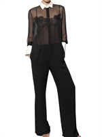 VALENTINO - TUTA IN GEORGETTE DI SETA - NERO/BIANCO