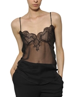 VALENTINO - TOP AUS SPITZE AUF SEIDENCHIFFON - SCHWARZ