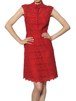 VALENTINO - KLEID AUS BAUMWOLLMAKRAMEE - ROT
