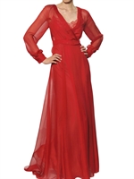 VALENTINO - SILK CHIFFON LONG DRESS - RED