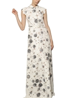 VALENTINO - WISH FLOWER COTTON PIQUÉ LONG DRESS - MULTI