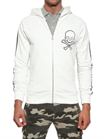 HYDROGEN - BAUMWOLLEN FLEECE SWEATSHIRT MIT TOTENKOPF DRUCK - WEIß/SCHWARZ