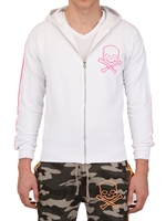 HYDROGEN - BAUMWOLLEN FLEECE SWEATSHIRT MIT TOTENKOPF DRUCK - WEIß/FUCHSIA