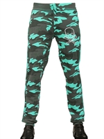 HYDROGEN - COTTON FLEECE TRACKSUIT PANTS - TURQUOISE/GREEN