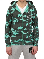 HYDROGEN - BAUMWOLLEN FLEECE SWEATSHIRT MIT TOTENKOPF DRUCK - TÜRKIS