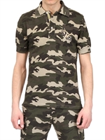 HYDROGEN - COTTON PIQUET PIN UP POLO SHIRT - CAMOUFLAGE