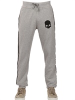 HYDROGEN - COTTON FLEECE TRACKSUIT PANTS - GREY/BLACK