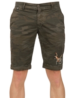 HYDROGEN - STONE WASHED GABARDINE PIN UP SHORTS - GREEN