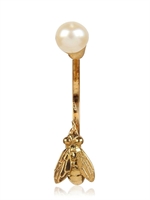 DELFINA DELETTREZ - FLY AND PEARL SINGLE EARRING - GOLD/PEARL
