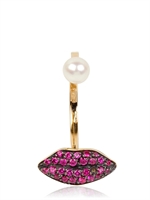 DELFINA DELETTREZ - RING MIT RUBINENMUND UND PERLE - GOLD/RUBIES