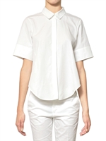 JIL SANDER - SHORT SLEEVED COTTON POPLIN SHIRT - WHITE