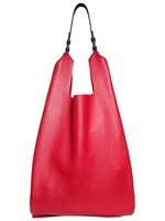 JIL SANDER - UMHÄNGETASCHE AUS GEÄDERTEM LEDER - ERDBEERROT