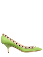 VALENTINO - 55MM ROCK STUD PVC PATENT PUMPS - LIGHT GREEN