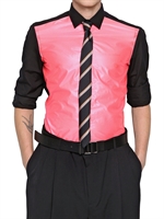 LANVIN - NEON NYLON & COTTON POPLIN SHIRT - BLACK/PINK