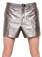 LANVIN - METALLIC COTTON SHORTS - GUN METAL