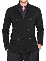 LANVIN - DOUBLE BREASTED KNITTED COTTON CARDIGAN - BLACK