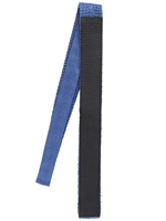 LANVIN - 4CM COATED SILK CROCHET TIE - BLUE