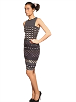 M MISSONI - JACQUARD KLEID AUS MASCHENWARE - GRAU