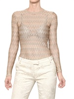 SALVATORE FERRAGAMO - SILK BLEND WEAVE KNITTED SWEATER - SAND