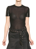 SALVATORE FERRAGAMO - NAPPA SLEEVES COTTON KNIT CROPPED TOP - BLACK