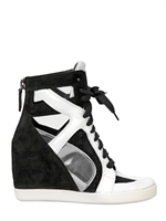 CASADEI - SNEAKERS CUTOUT IN CAMOSCIO E PELLE CON ZEPPA 90MM - BLACK/ GREY