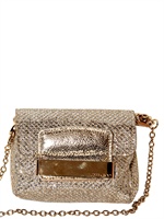 JIMMY CHOO - CARO GLITTER FABRIC SHOULDER BAG - CHAMPAGNE