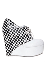 BB BRUNO BORDESE WASHED - ZEPPE IN PELLE INTRECCIATA 130MM - NERO/BIANCO