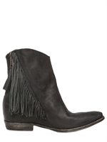 CINZIA ARAIA - 60MM KID FRINGE LOW BOOTS - BLACK