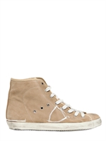 PHILIPPE MODEL - SNEAKERS ALTE IN CAMOSCIO EFFETTO VINTAGE - SABBIA