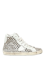 PHILIPPE MODEL - SNEAKERS ALTE IN PELLE CON BORCHIE - BIANCO