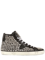 PHILIPPE MODEL - SNEAKERS ALTE IN PELLE CON BORCHIE - NERO