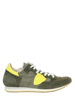 PHILIPPE MODEL - SNEAKERS IN CAMOSCIO E TESSUTO TECNICO - VERDE MILITARE