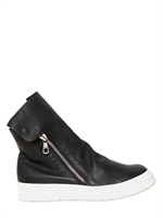 CINZIA ARAIA - SNEAKERS ALTE IN PELLE CON ZIP LATERALE - NERO