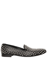 GIACOMORELLI - 10MM LEATHER STUDDED LOAFERS - BLACK/SILVER