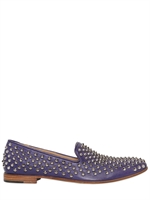 GIACOMORELLI - 10MM LEATHER STUDDED LOAFERS - BLUE/SILVER