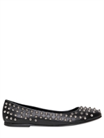 GIACOMORELLI - 10MM LEATHER STUDDED BALLERINA - BLACK/SILVER